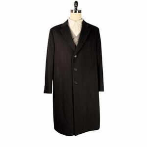 Armani Collezioni Topcoat Mens 48R Executive Black 100% Cashmere